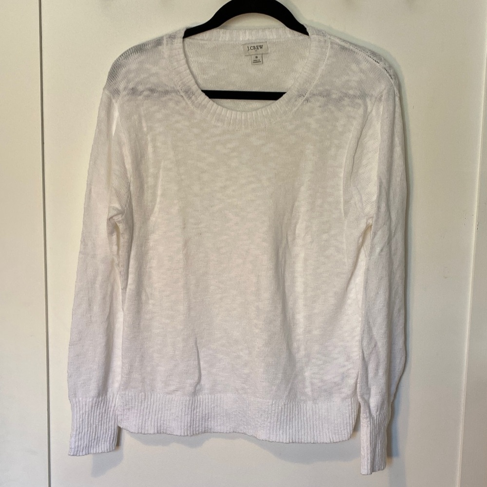 J. Crew White Lightweight Crewneck Sweater